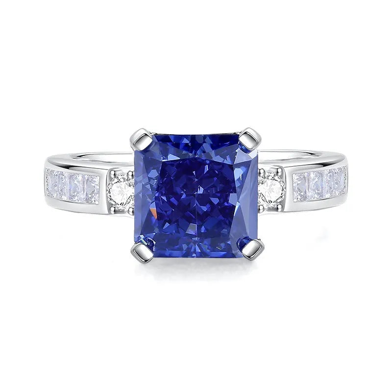 Heart-shaped 925 sterling silver ring with a colour zircon stone in a diamond ice flower cut.