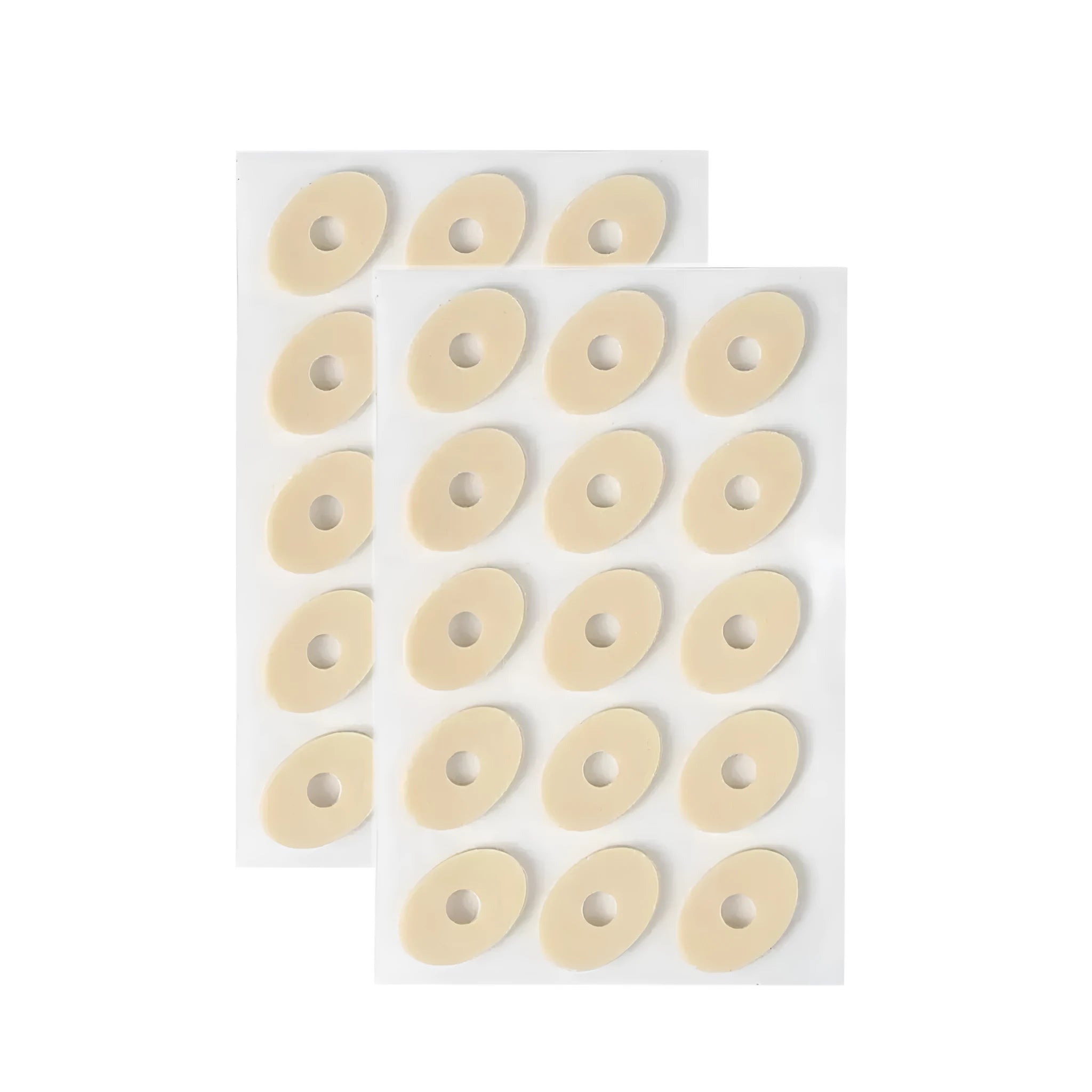 Women's heel corn protectors showing four shapes: large oval, small oval, U-shaped, and circular section PU gel pads