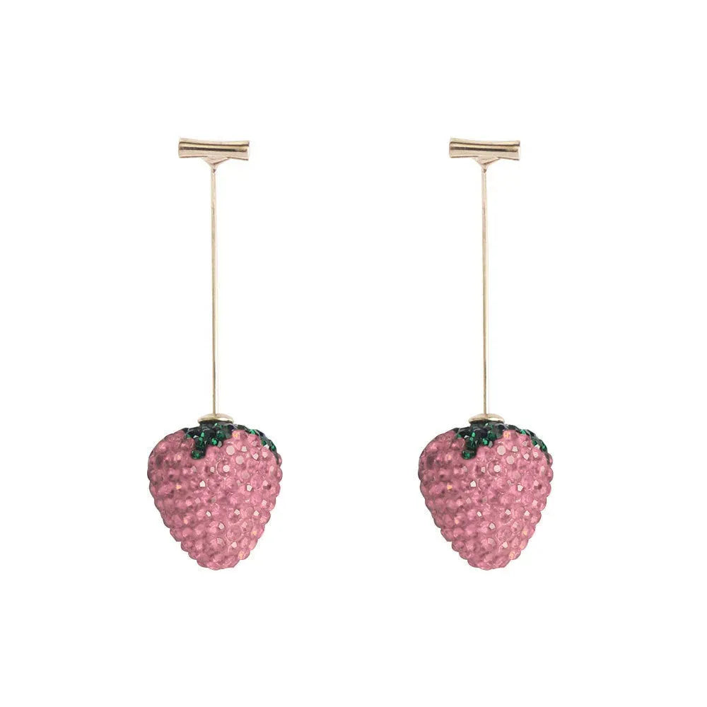 Women's spot drill strawberry earrings in zinc alloy with geometric design