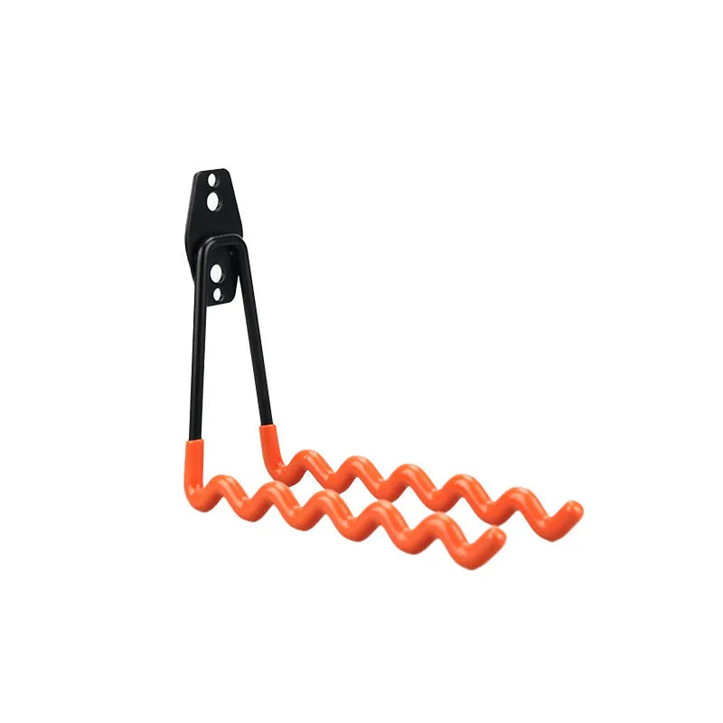 Carbon steel fixed storage hook for wire-wrap board, shown in bright orange