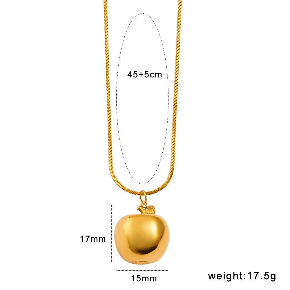 Stainless steel necklace with a colourful fruit-shaped pendant charm on a regular chain.