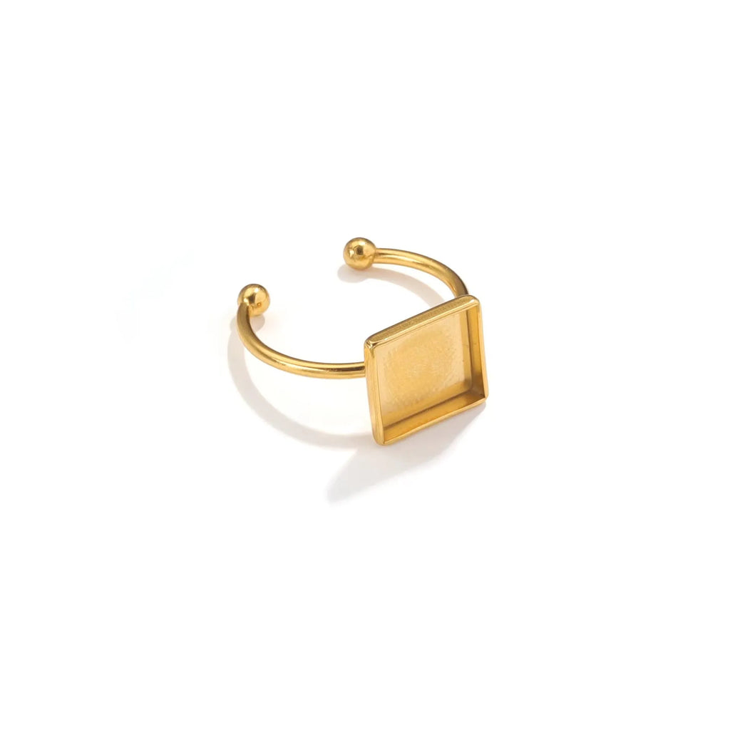 Golden electroplated stainless steel ring setting with totem pattern for DIY jewellery making