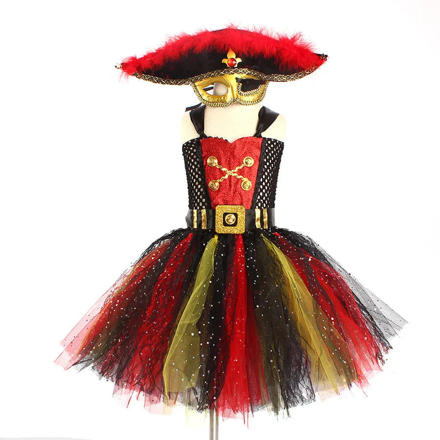 Girls pirate costume dress with sequins and lace for Halloween Pirates Of The Caribbean theme