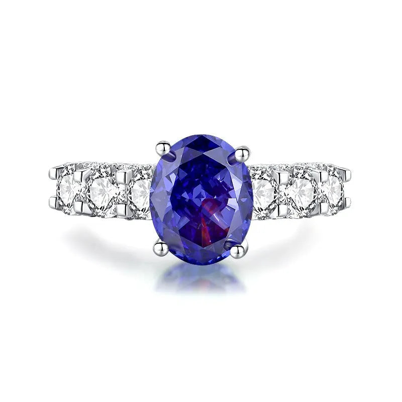 Heart-shaped 925 sterling silver ring with a colour zircon stone in a diamond ice flower cut.