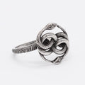 Titanium steel snake ring with double snake cold wind design in steel colour