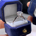 Six-claw white gold plated zircon ring geometric design on finger