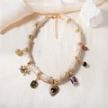 Heart-shaped bamboo resin pendant necklace with electroplated metallic finish