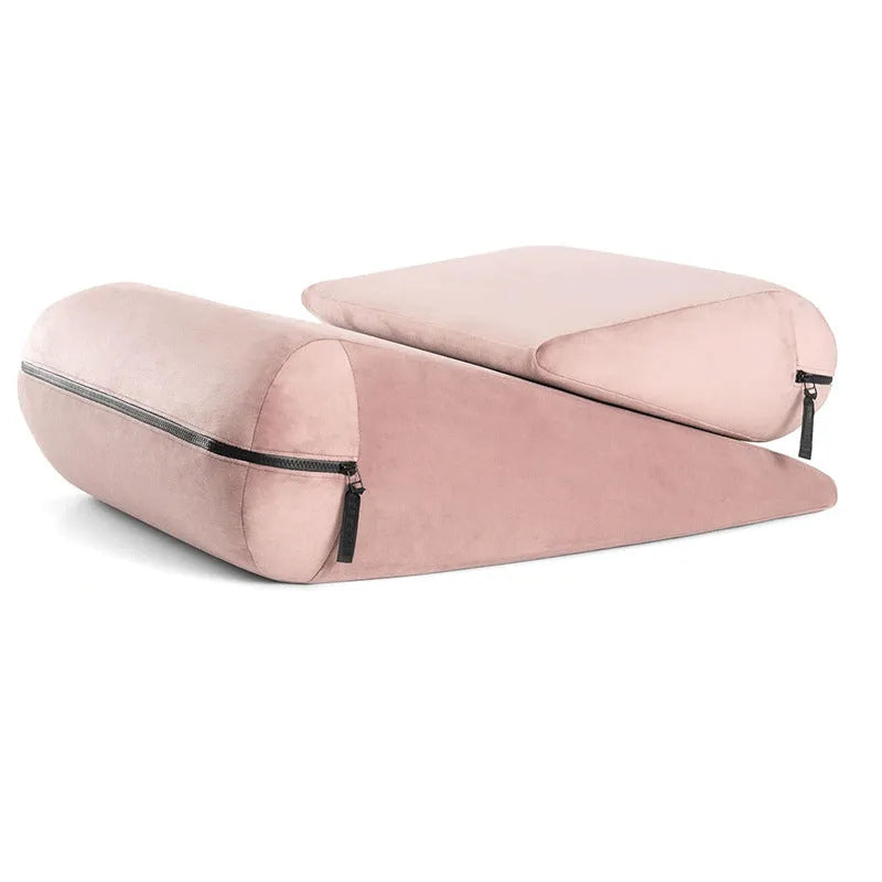 High-density sponge triangle cushion pillow in embroidered fabric, colours: red, grey, black, lake blue, peach.