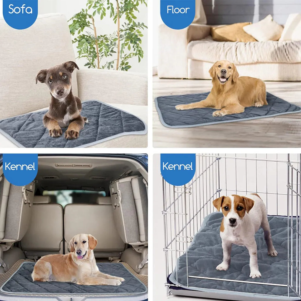 Soft grey multi-layer pet cushion for dogs or cats on a wooden floor