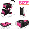 Foldable blue shopping cart with double-layer plastic baskets for grocery transport