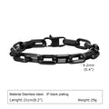 Men's titanium steel square link bracelet in electroplated black finish with geometric design