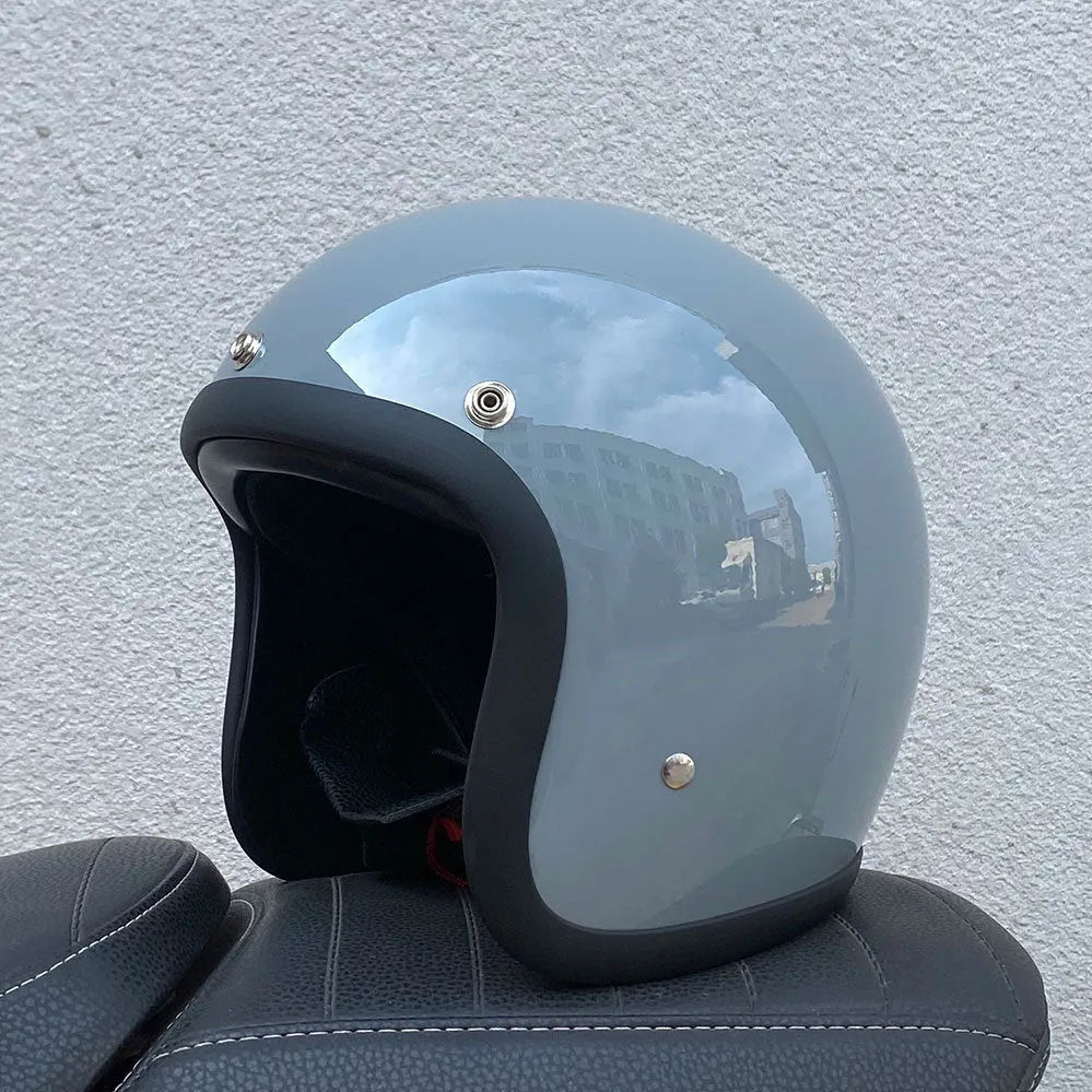 FRP retro half helmet for electric motorcycle commuting available in multiple colours and sizes