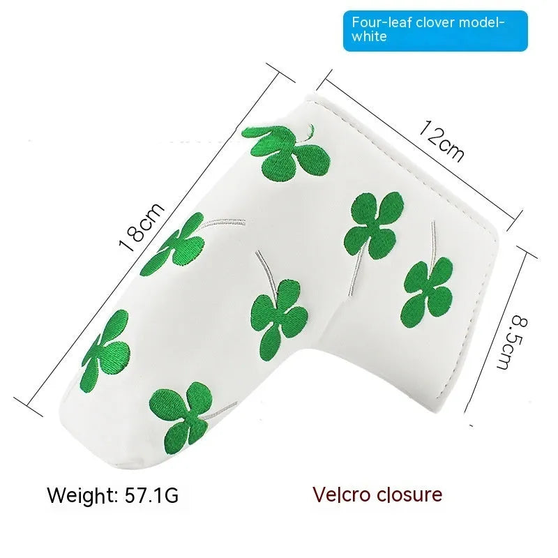Golf putter sleeve in a themed design with PU waterproof fabric exterior and fleece lining.