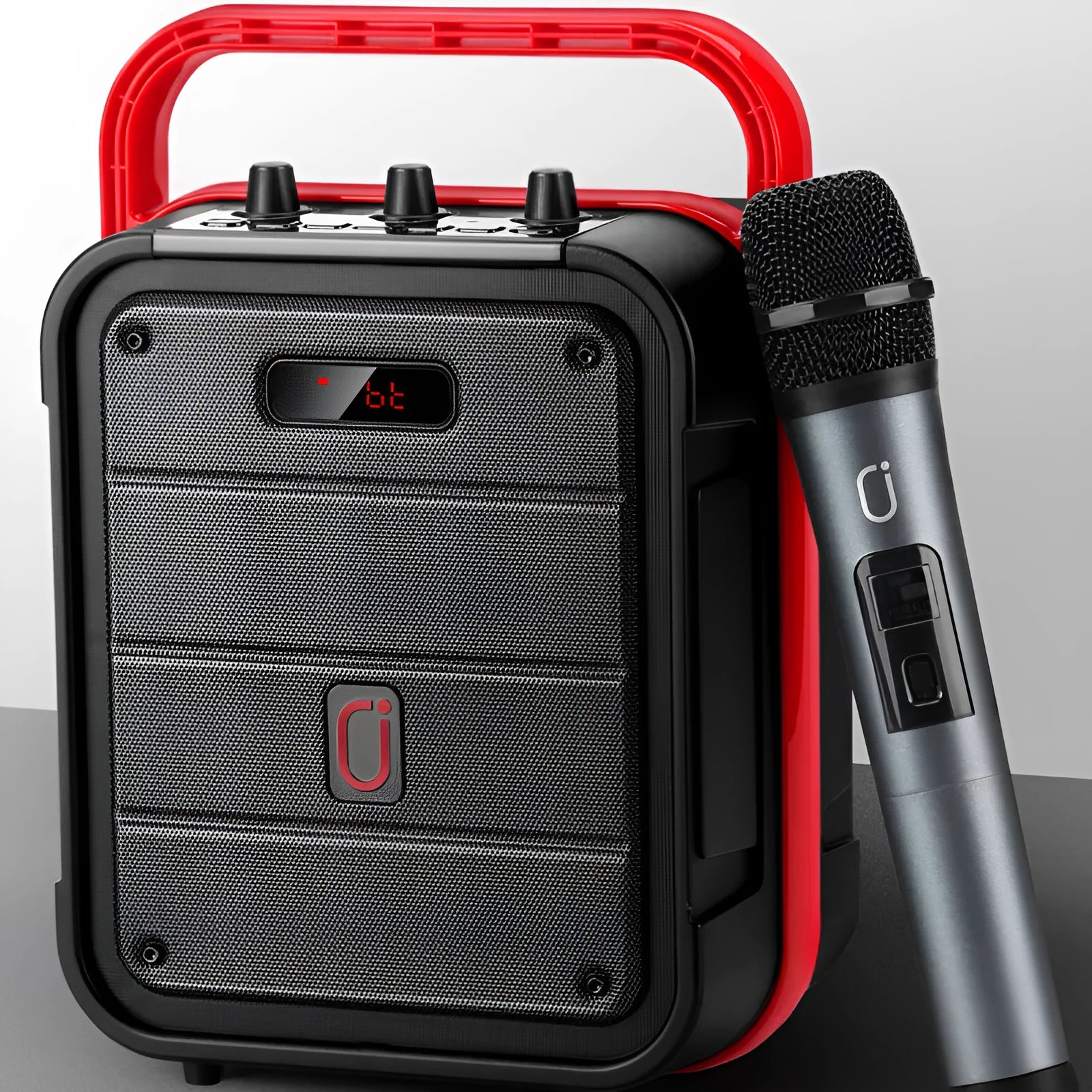 MS62AI portable Bluetooth speaker with wireless microphone in plastic housing