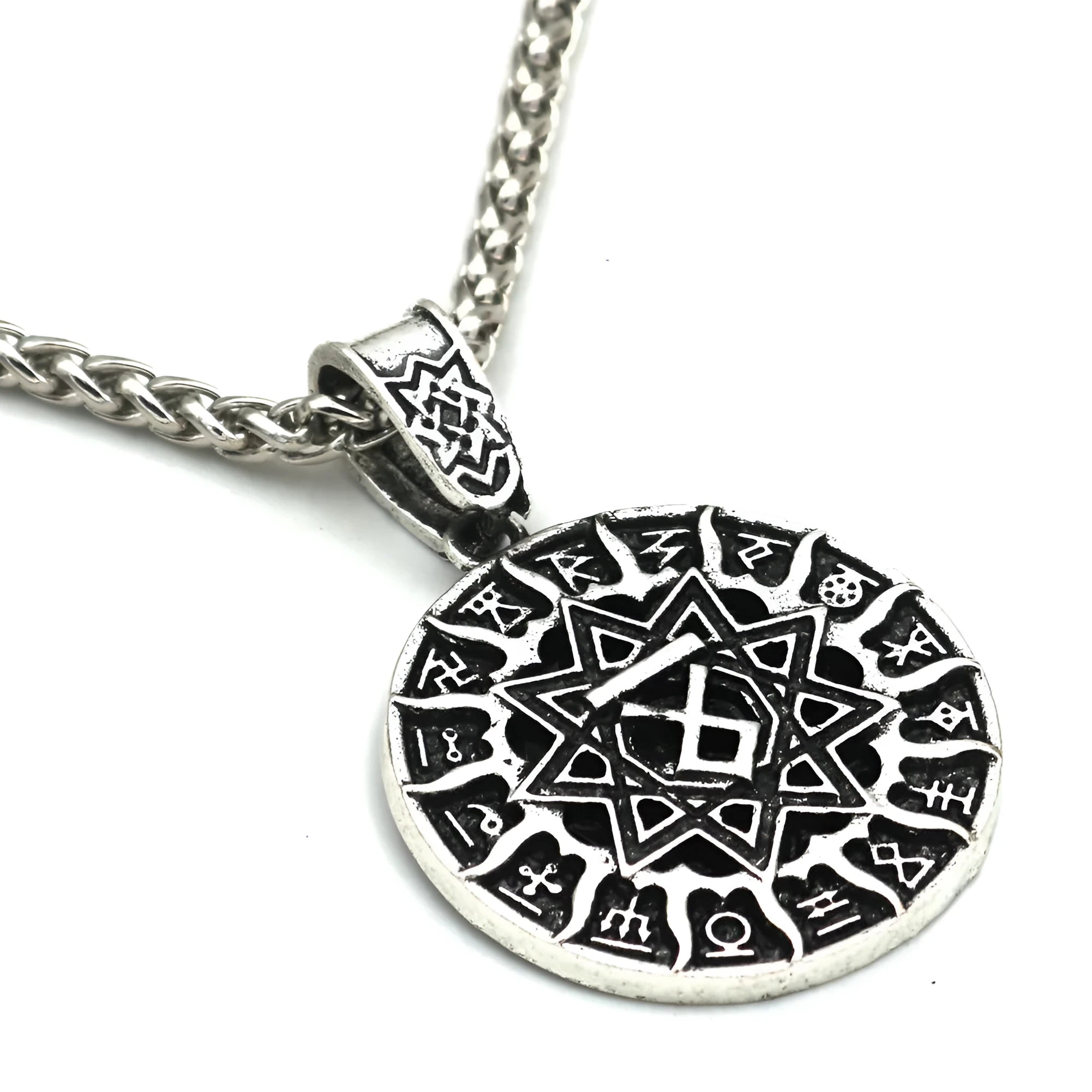Lunavin ODing logo necklace with Nordic myth pendant on adjustable leather rope or snake bones chain