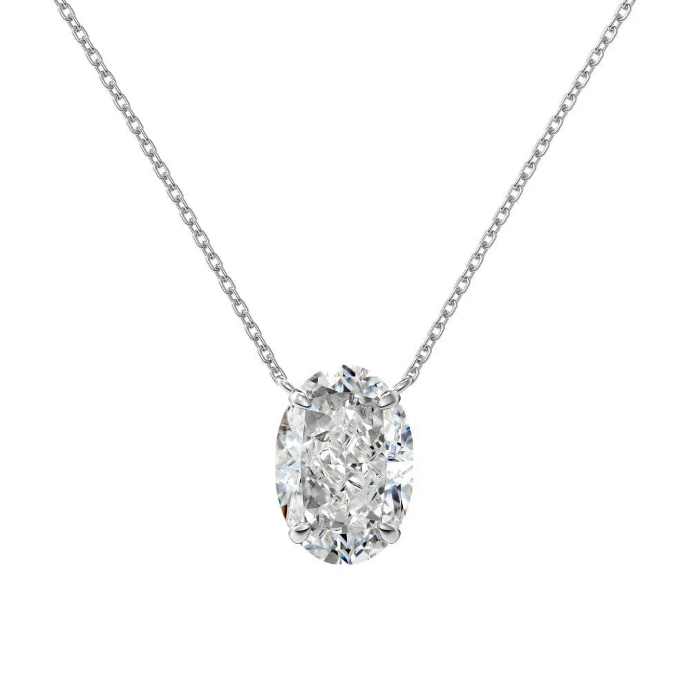 Women's 925 silver oval ice flower necklace with electroplated finish in platinum and gold options