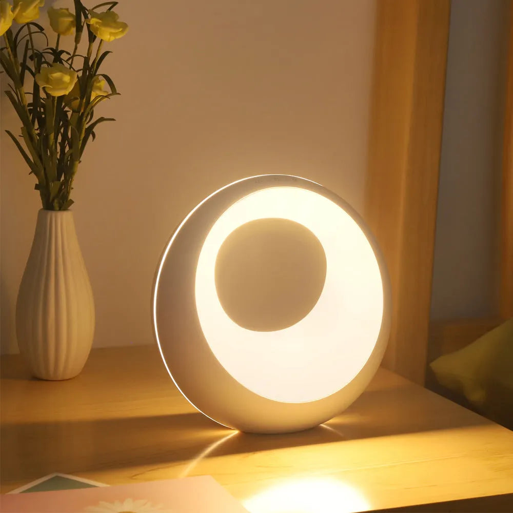 Creative Touch small RGB colour-changing desk lamp with remote control on wooden surface