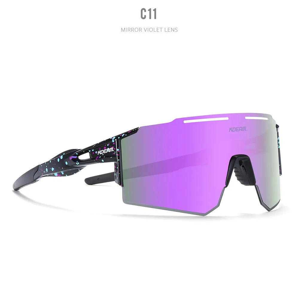 Ultralight polarised cycling sunglasses with frameless TR90 frame in a selected colour.
