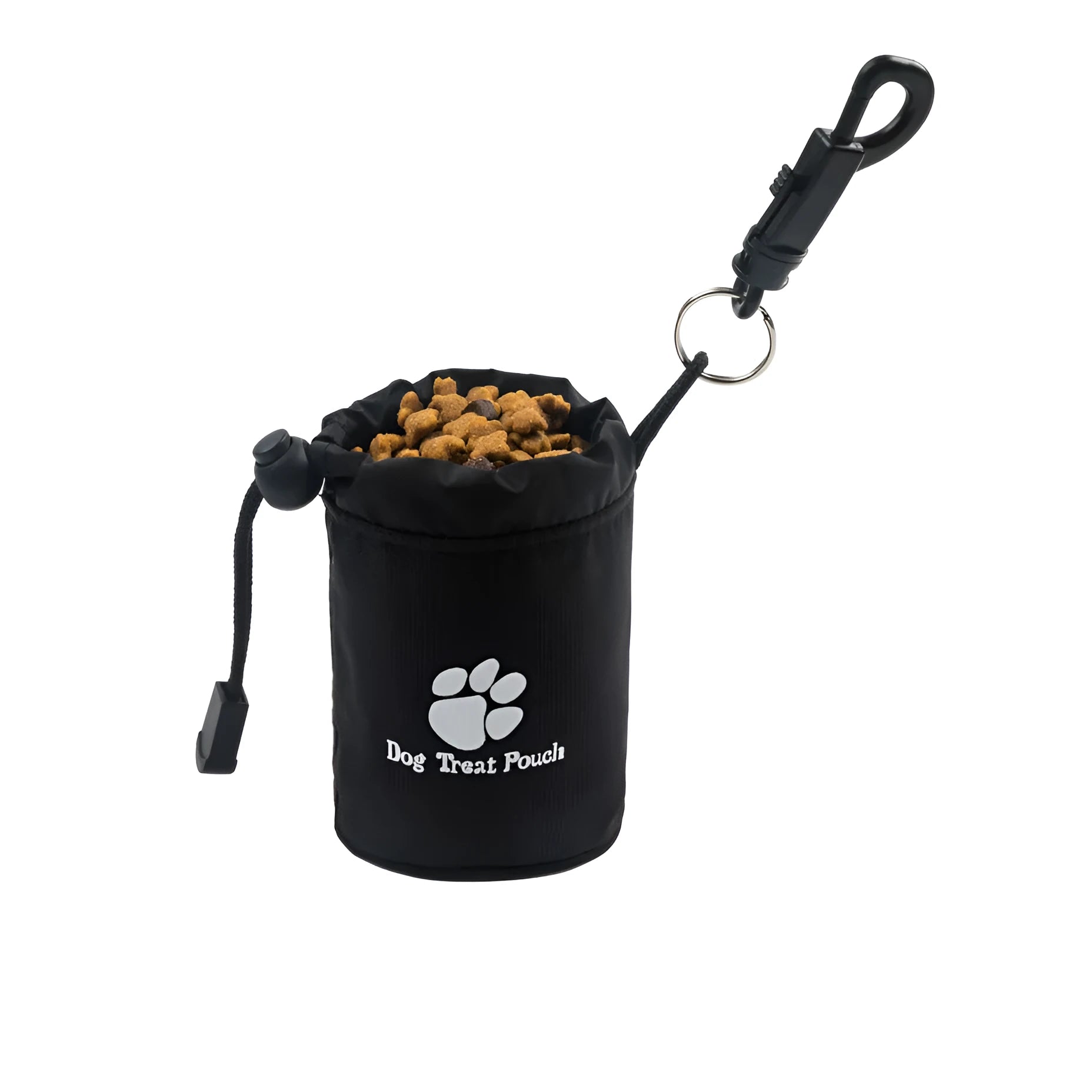 Mini nylon dog treat training bag in black, blue, green, or red solid colour.