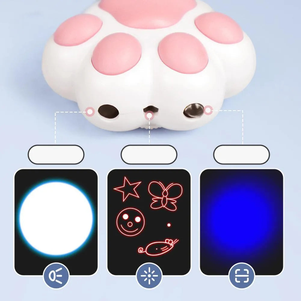Pink and black USB-charged infrared cat teaser toy with key chain attachment