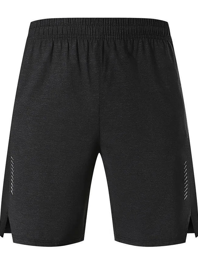 Men's forest green five-point spandex casual shorts with mid waist