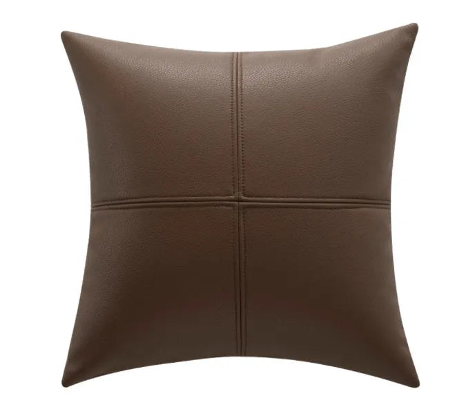 Solid colour cowhide leather pillow cover in Nordic style with PP cotton filler