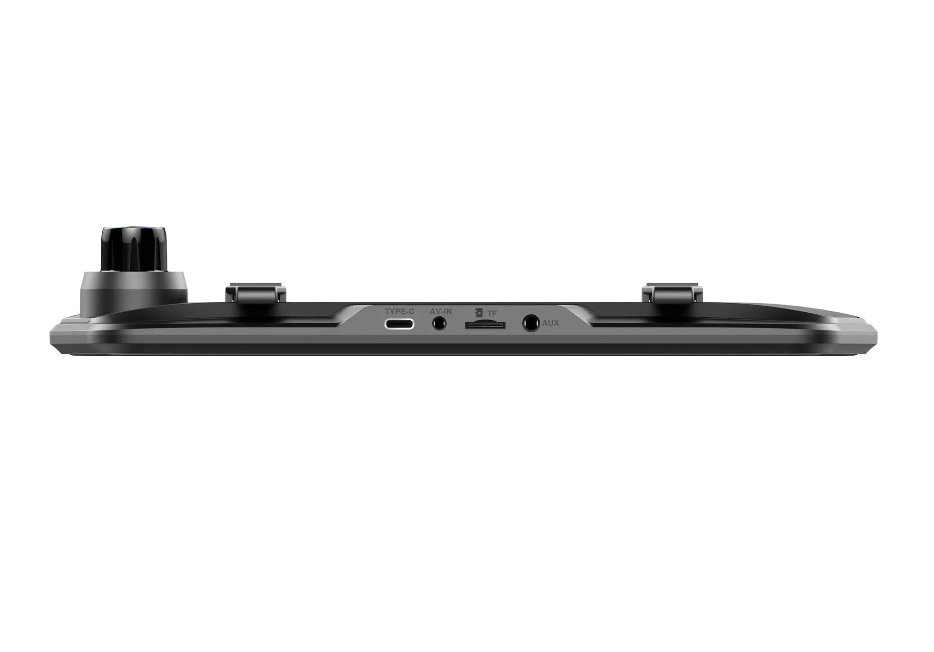 Dual-lens car dashboard camera with large touchscreen display mounted on a car windscreen