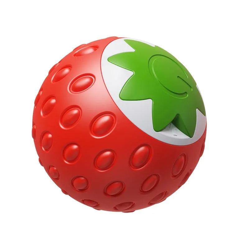 Self-Hi Relieving Stuffy Electric Cat Toy, strawberry cat rolling ball in green colour