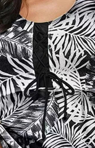 Women's split bow bikini swimsuit in a sexy pattern style, available in multiple colours and sizes.