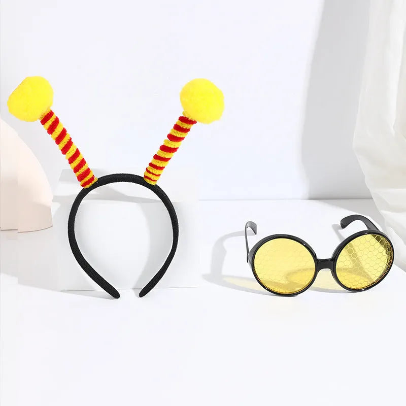 Yellow red bees costume set with headband and glasses for children's dress-up