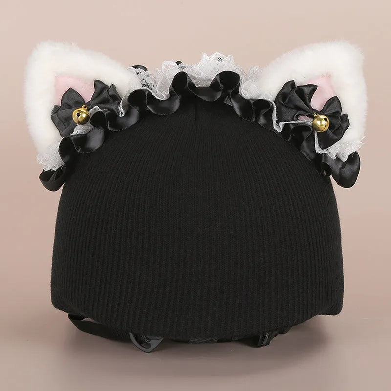 Plush fabric cat helmet hat cover in various cartoon styles for pet dress-up