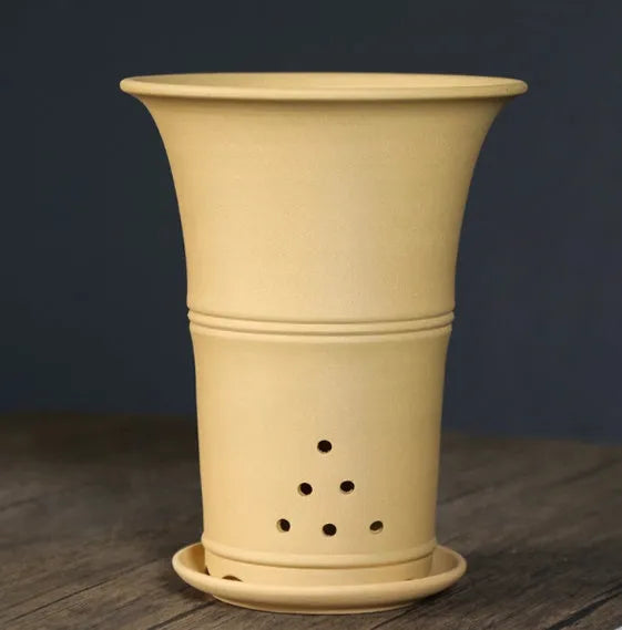 Large-diameter purple clay flower pot in classical ceramic style, available in multiple colours for Clivia and succulents