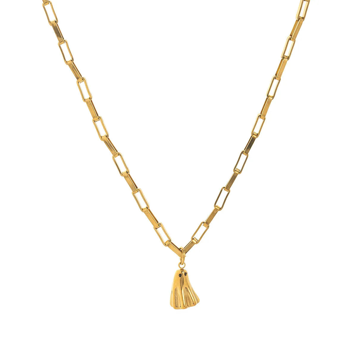Ghost pendant necklace with electroplated titanium steel pendant and stainless steel chain options