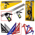 Red thin 7-inch metal combination angle ruler for civil surveying with metric graduation on both sides