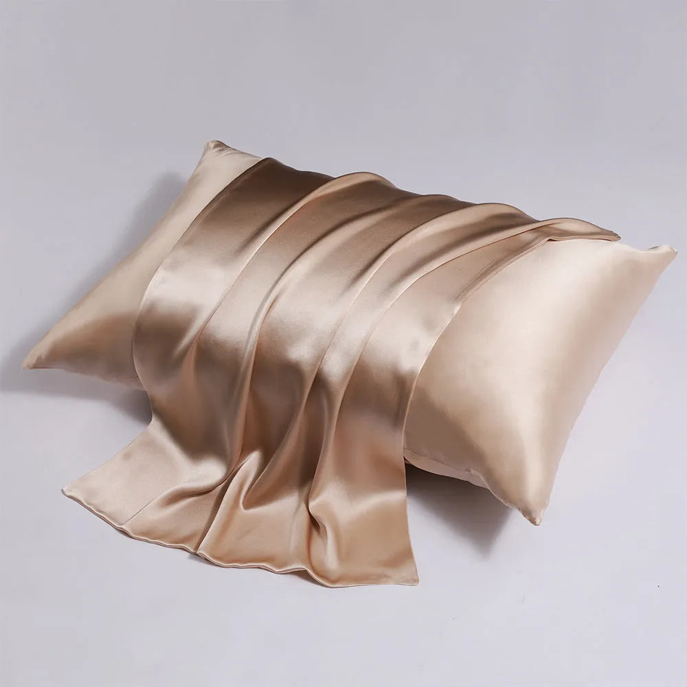 Silk zipper pillowcase in solid colour showing concealed closure and smooth double-sided fabric