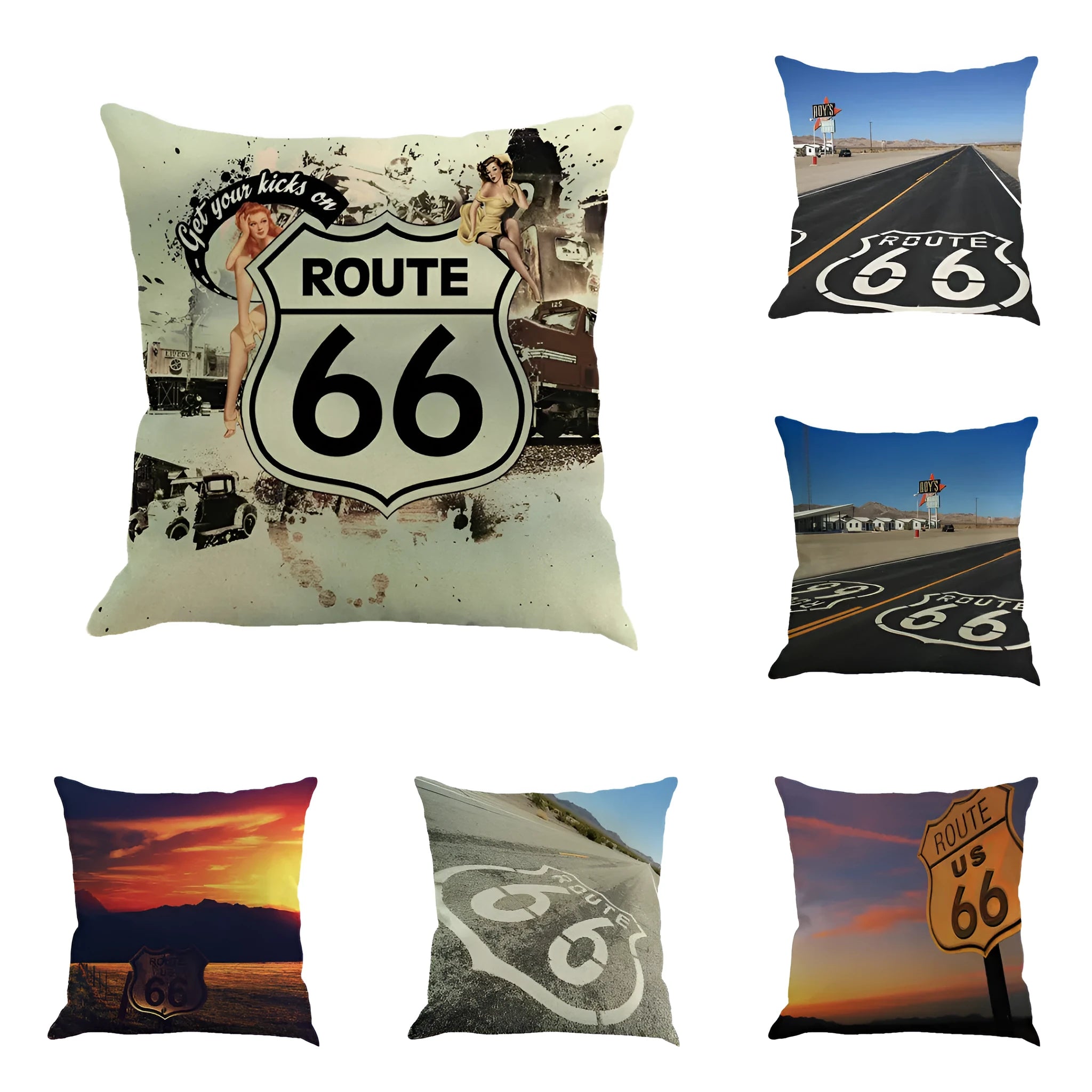 European style linen cushion cover with landscape pattern in one of six colour options