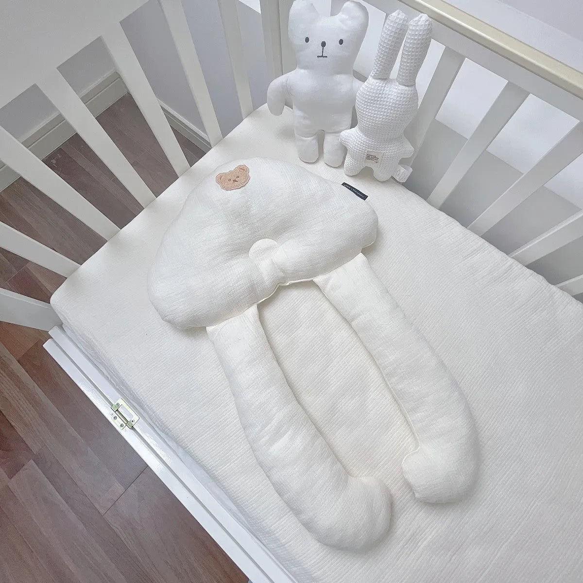 Baby soothing pillow set pure cotton 60x40cm anti-tilt head support pillow in yellow plaid pattern