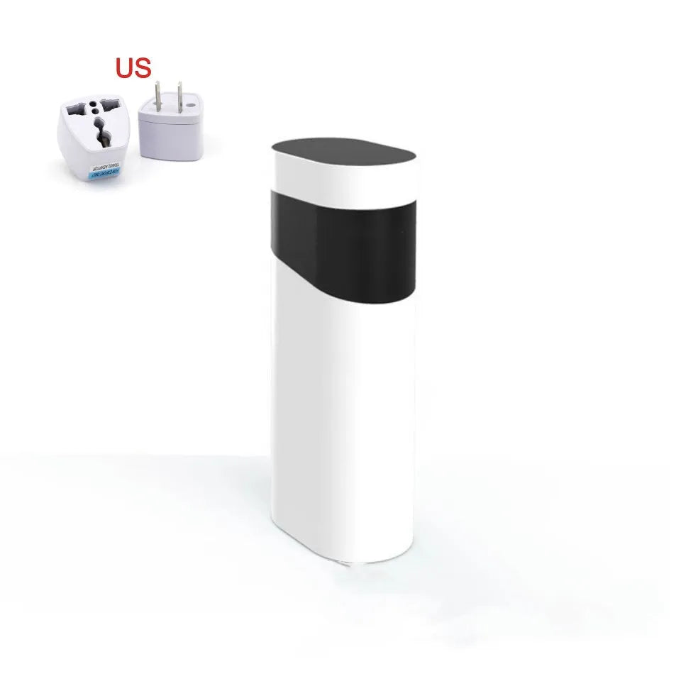 Black and green portable desktop instant water dispenser with digital display and small tank.