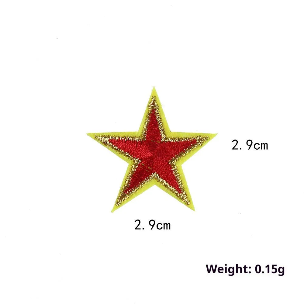 Colourful embroidered five-pointed star cloth stickers for DIY fabric decoration