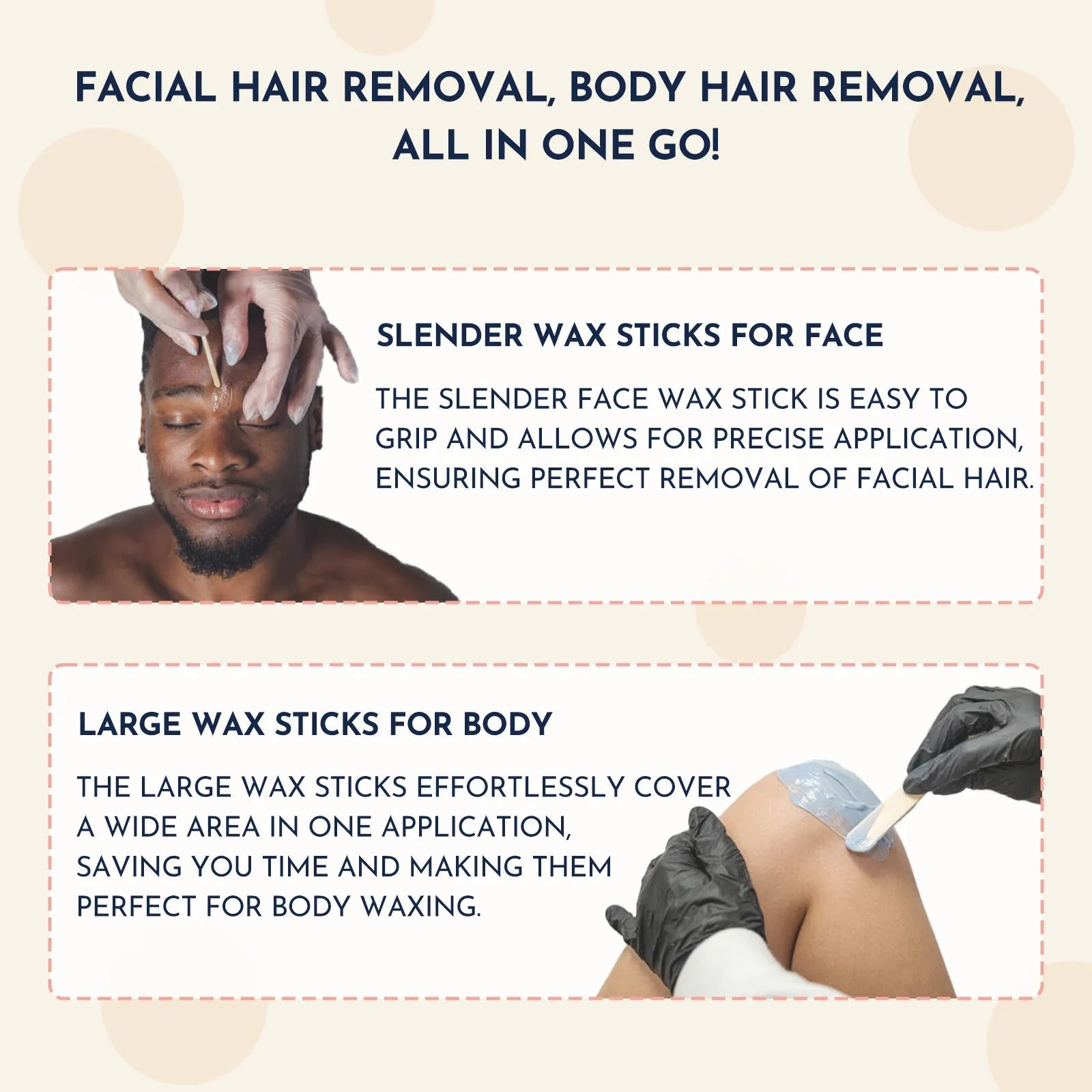 27-piece hair removal wax kit with wax heater machine, four coloured wax bead bags, and wax sticks for face and body application