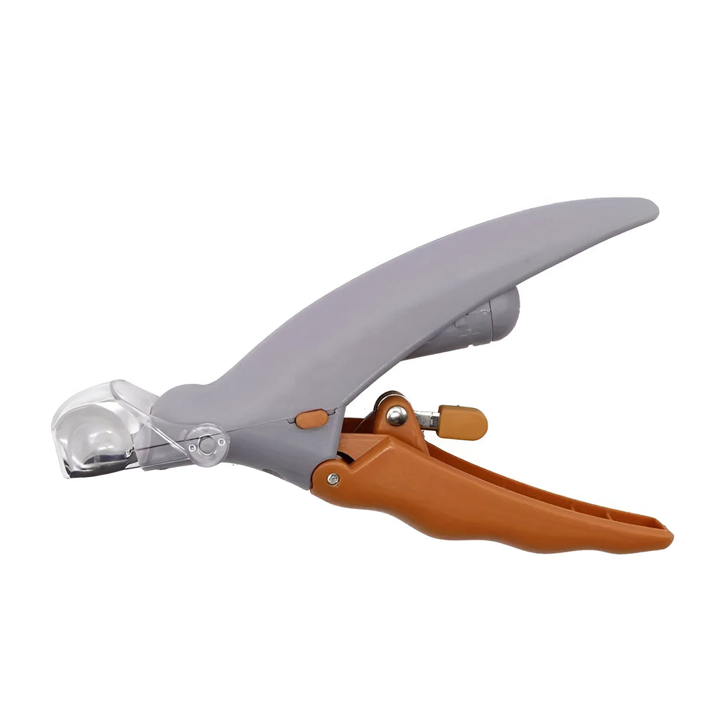 Yellow LED pet nail trimmer with magnifying glass and LED lights for trimming cat and dog nails