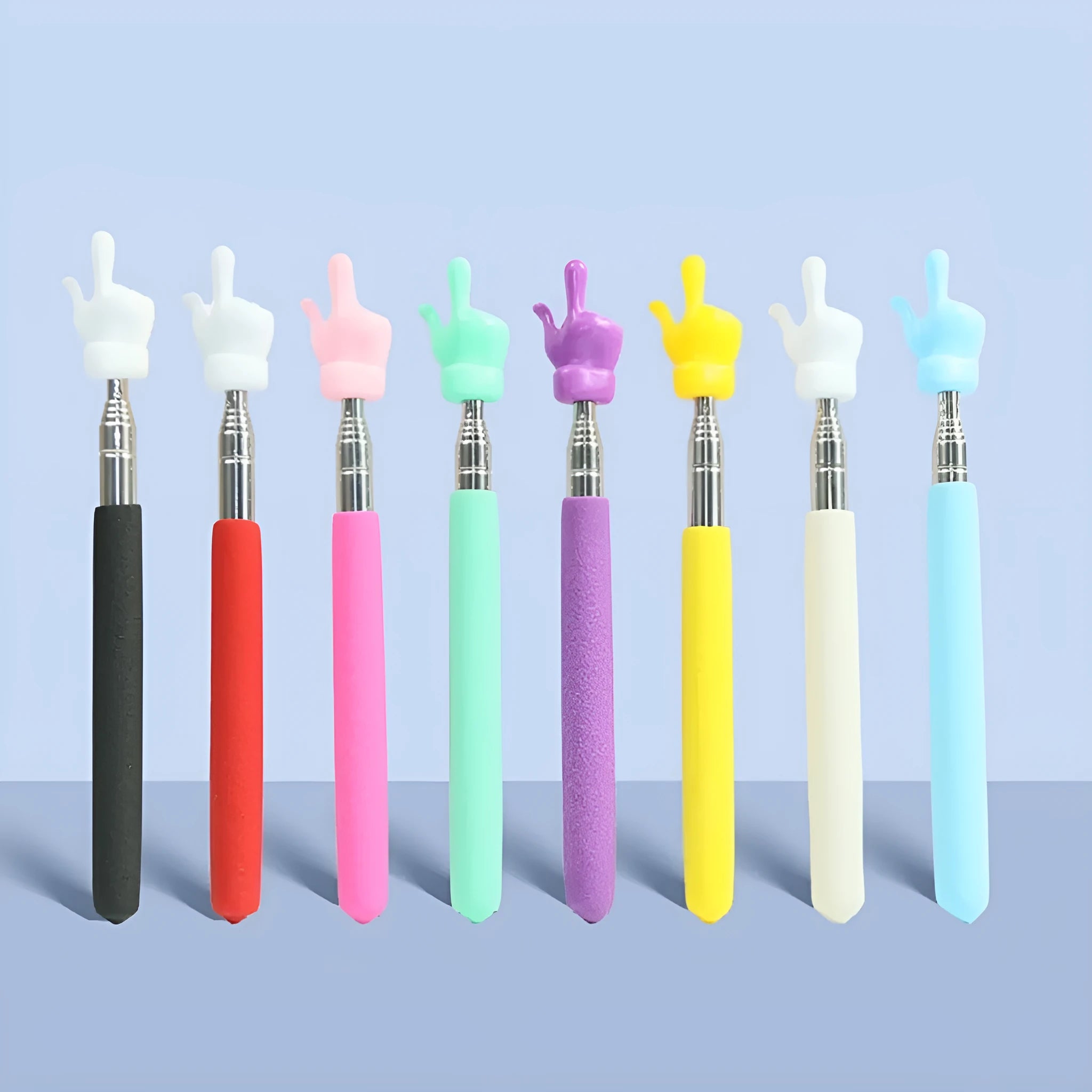 Retractable stainless steel teaching pointer with colourful tip for classroom reading