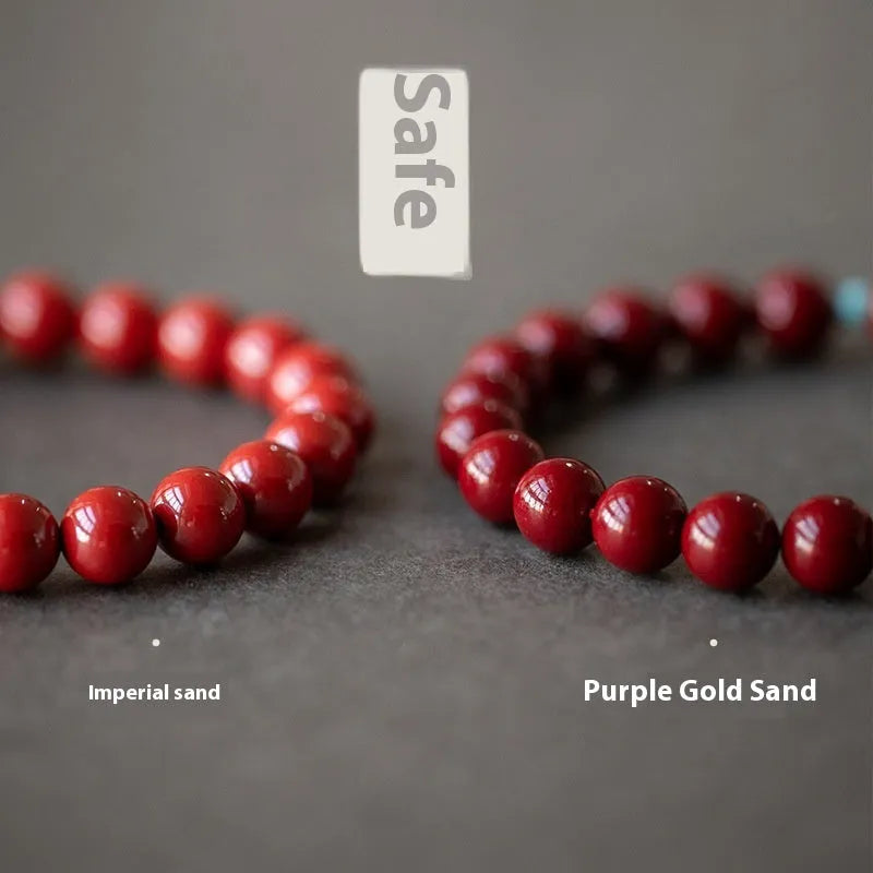 Cinnabar beads bracelet with purple gold sand finish in 6mm 8mm and 10mm sizes