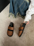 Retro raise the bottom closed toe sandals with ankle-strap buckle in apricot colour