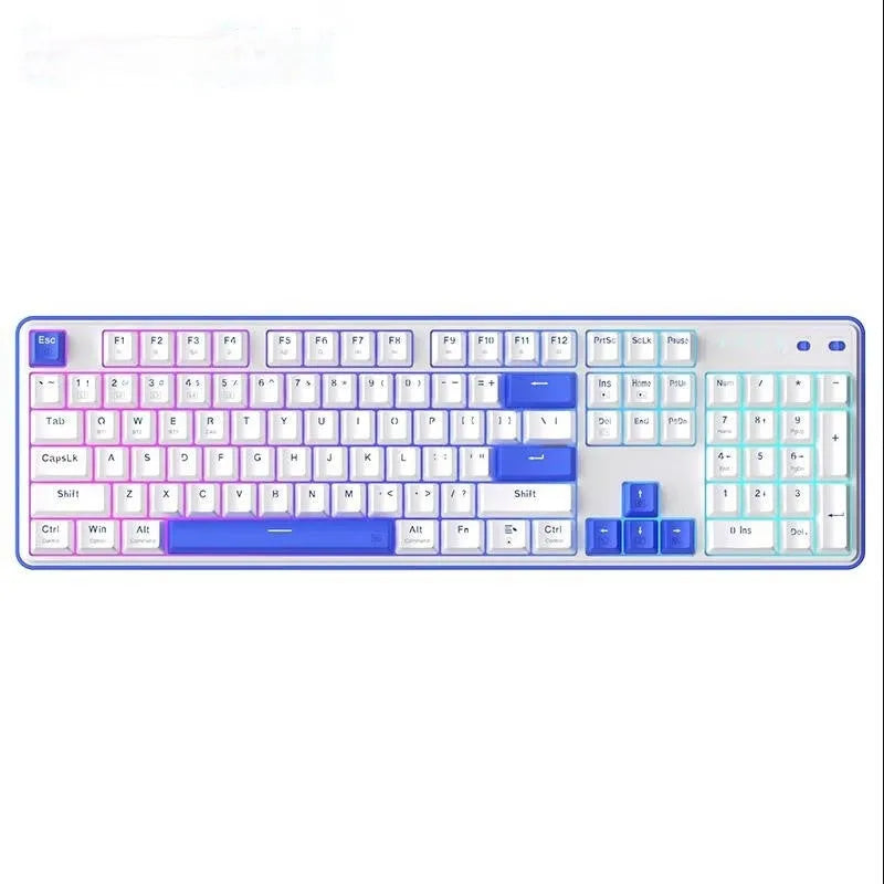 Three-mode mechanical gaming keyboard with RGB lighting in black and white colour scheme