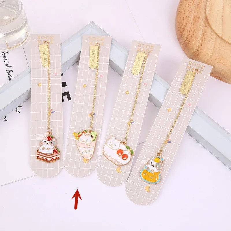 Jane Lime Foodie Cute Cat metal bookmark in choice of four cartoon styles.