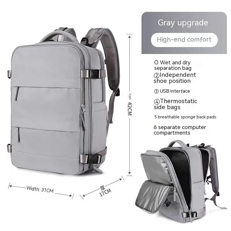 Large waterproof mummy-style backpack in nylon, shown in a selection of colours including black, mint green, and pink.