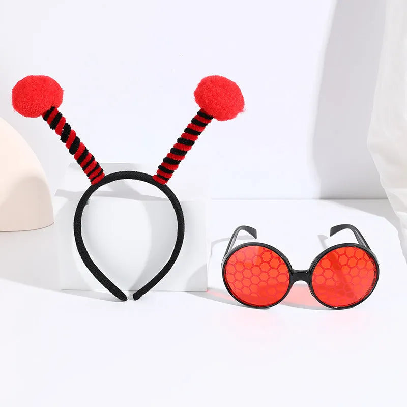 Yellow red bees costume set with headband and glasses for children's dress-up