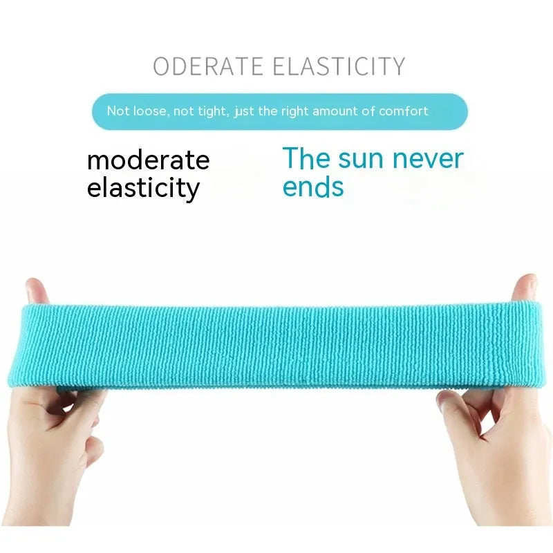 Sports sweatband headband in widening design with elastic band in five colour options