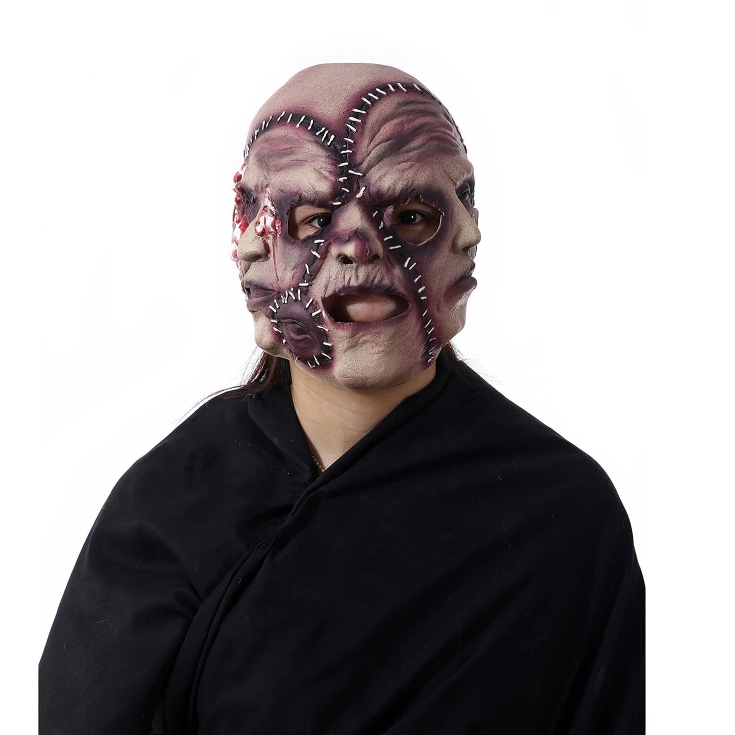 Halloween three-sided grimace horror mask made from plastic and latex